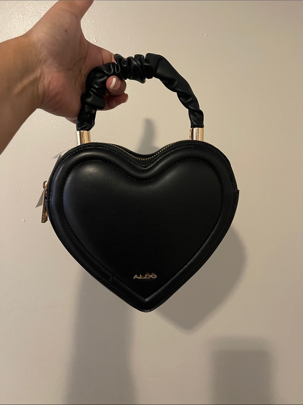 ALDO Black Heart-Shaped Mini Top-Handle Bag